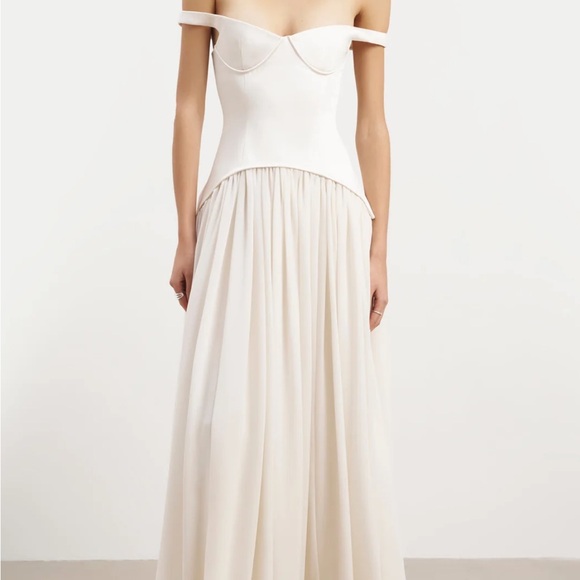 Because Of Alice Dresses & Skirts - Elegant Off-Shoulder Cream Maxi Dress